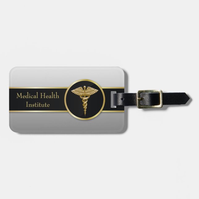Gold Professional Medical Caduceus - Luggage Tag (Front Horizontal)