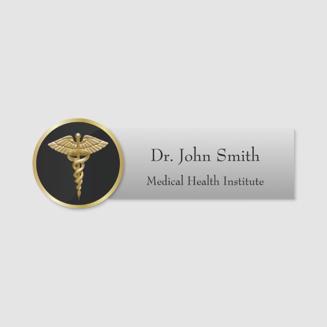 Gold Professional Medical Caduceus Name Tag (Front)