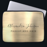 Gold Professional Metallic Monogram Business Laptop Sleeve<br><div class="desc">Modern Gold Girly Make Up and Hair Beauty Salon Faux Metallic Stainless Elegant Monogram Promotional Laptop Bag or Sleeve Promotional (promo) advertisement Case. This classy professional business computer case can be customized to include your monogrammed script signature name and job title profession or position.</div>