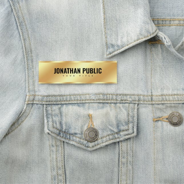 Gold Professional Modern Elegant Template Name Tag (In Situ)