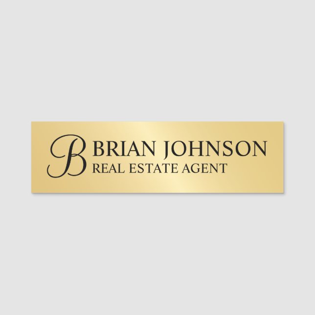 Gold Professional Personalized Monogram and Name Tag (Front)
