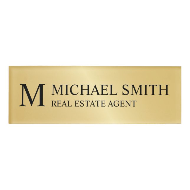 Gold Professional Personalized Monogram and Name Tag (Front)