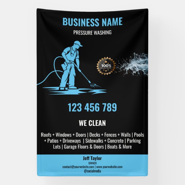Gold Professional Pressure Washing Power Washing Banner (Vertical)