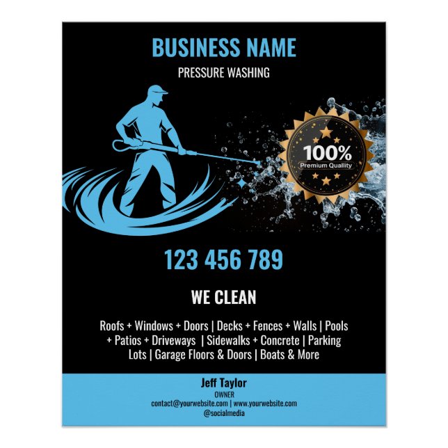 Gold Professional Pressure Washing Power Washing Poster (Front)