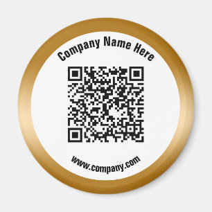 Gold Promotional Business Name QR Code  Magnet