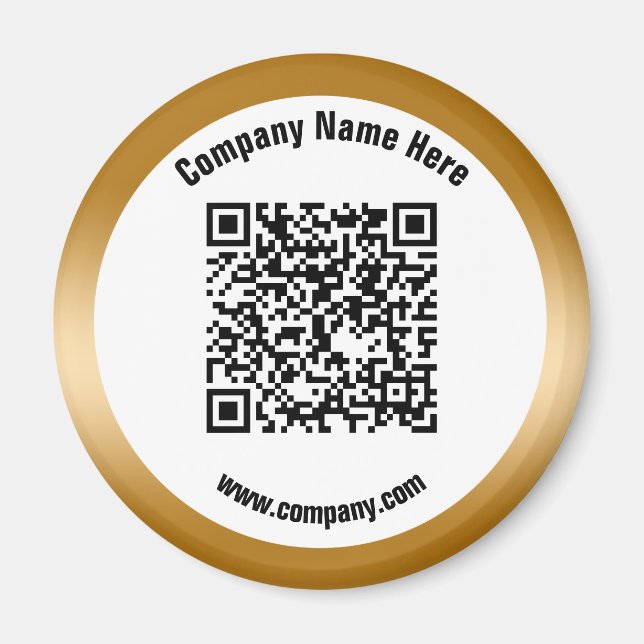 Gold Promotional Business Name QR Code  Magnet (Front)