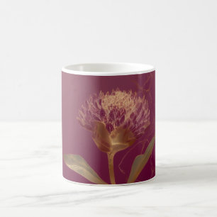Gold Protea Flower Burgundy Botanical Linework Coffee Mug