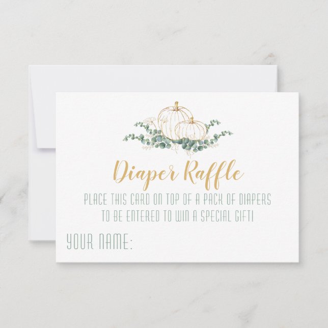 Gold Pumpkin Baby Shower - Diaper Raffle Card (Front)