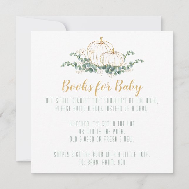 Gold Pumpkin Baby Shower -  Enclosure Card (Front)