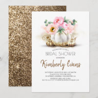 Gold Pumpkin Blush Pink Floral Fall Bridal Shower