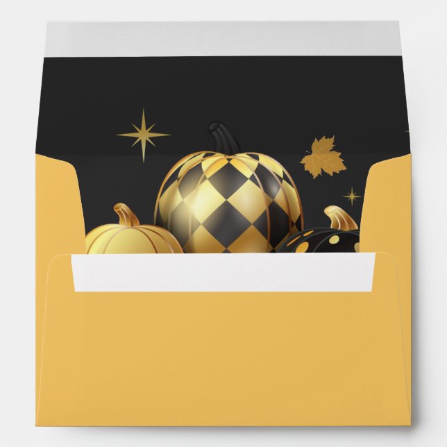Gold Pumpkin Elegant Halloween Envelope (Back (Bottom))