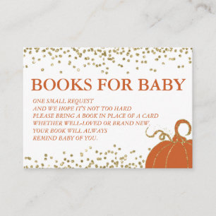 Gold Pumpkin Fall Baby Shower Book Request Card
