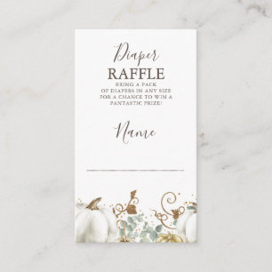 Gold Pumpkin Fall Baby Shower Diaper Raffle Enclosure Card