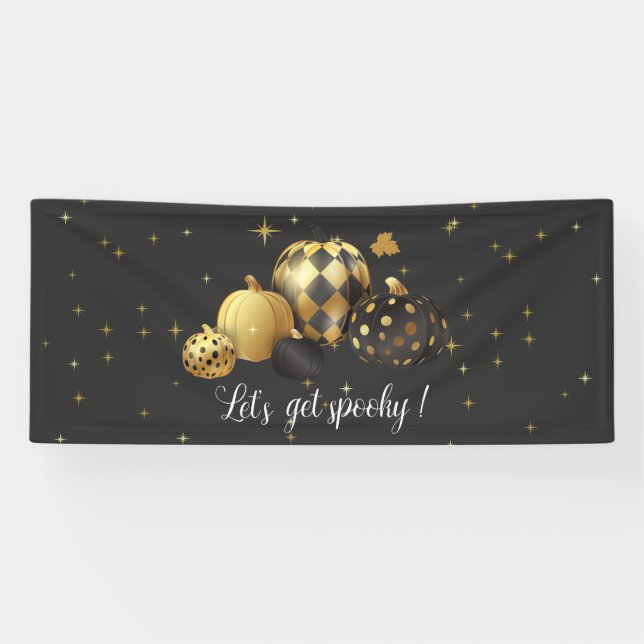 Gold Pumpkin Let's get Spooky Halloween Banner (Horizontal)