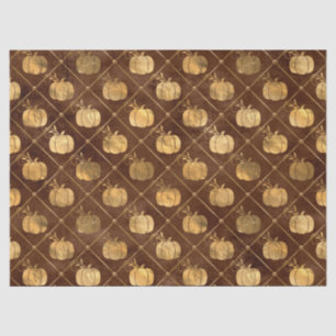 Gold Pumpkins and Brown Autumn Decoupage Tissue Paper