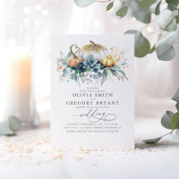 Gold Pumpkins and Succulents Greenery Fall Wedding
