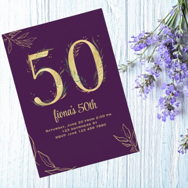 Gold Purple 50 et fabuleuses invitations d'anniver (Créateur téléchargé)