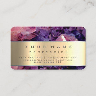 Gold Purple Amethyst Gemstone Geode Business Card