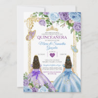 Gold Purple And Blue Floral Crown Twin Quinceañera