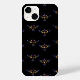 Gold, purple and green abstract bird on black Case-Mate iPhone 14 case