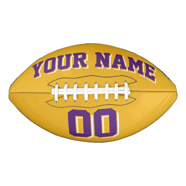 GOLD PURPLE AND WHITE Custom Football (Front)