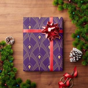 Gold & Purple Art-Deco Seamless Pattern 3 Wrapping Paper