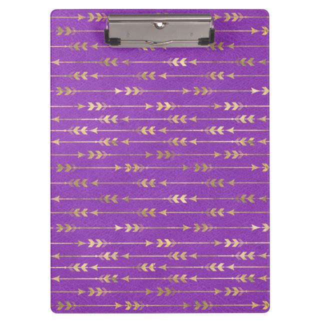 Gold & Purple Bohemian Unicorn Pattern Clipboard (Front)