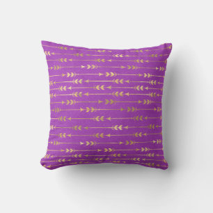 Gold & Purple Bohemian Unicorn Pattern Throw Pillow