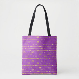 Gold & Purple Bohemian Unicorn Pattern Tote Bag
