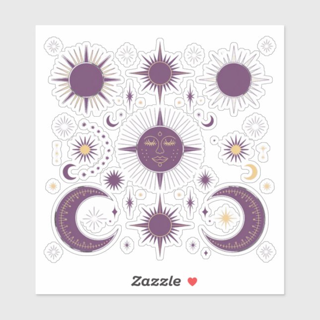 Gold & Purple Boho Celestial Sun & Moon Scrapbook (Sheet)