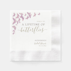 Gold Purple Butterfly Boho Bridal Shower Custom Napkin