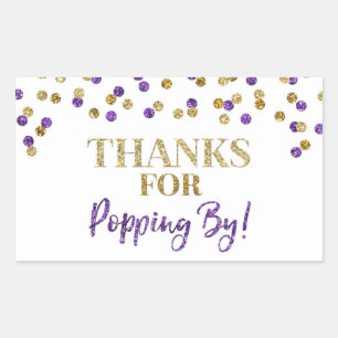 Gold Purple Confetti Thanks for Popping By Sticker