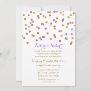 Gold Purple Confetti Vow Renewal Invitation