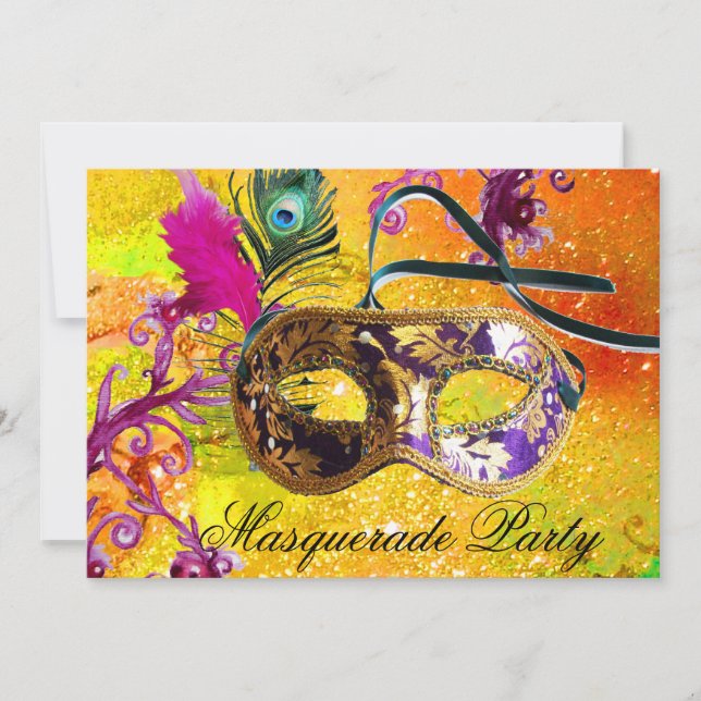 GOLD PURPLE DAMASK CARTE MASQUE Masquerade (Devant)