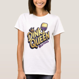 Gold Purple Dink Queen Personalized Name T-Shirt