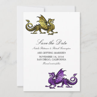 Gold Purple Dragon Save the Date Invite