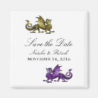 Gold Purple Dragon Save the Date Magnet