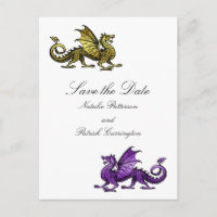 Gold Purple Dragon Save the Date Postcard