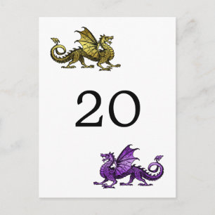 Gold Purple Dragon Table Number Postcard