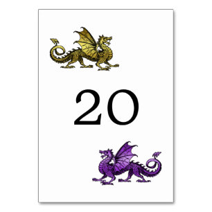 Gold Purple Dragon Wedding Table Card