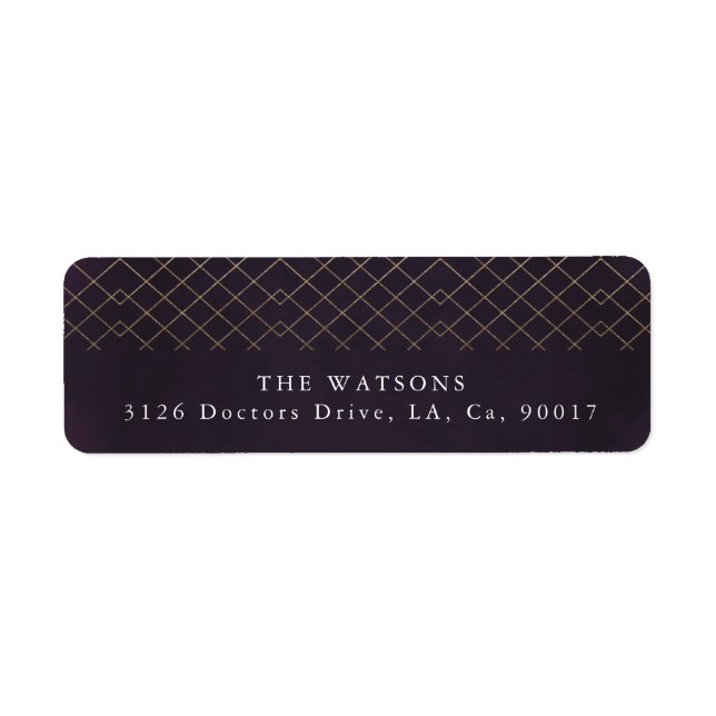 Gold Purple Elegance Diamant Geo Déco Mariage (Devant)