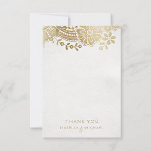 Gold purple elegant vintage lace wedding thank you