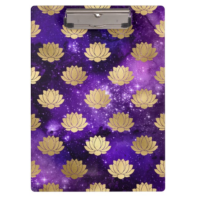 Gold & Purple Galaxy Dharma Mandala Pattern Clipboard (Front)