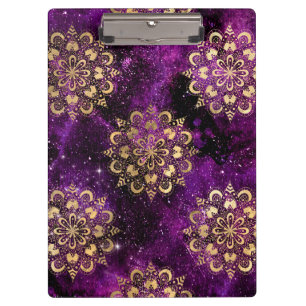 Gold & Purple Galaxy Dharma Mandala Pattern Clipboard