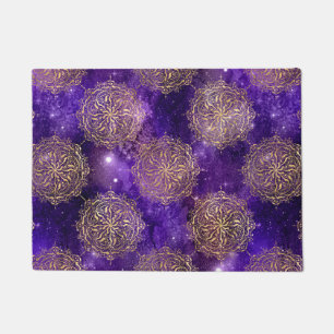 Gold & Purple Galaxy Dharma Mandala Pattern Doormat