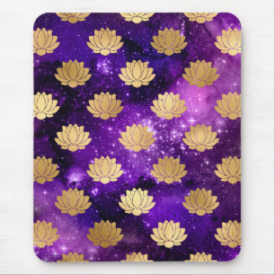 Gold & Purple Galaxy Dharma Mandala Pattern Mouse Pad