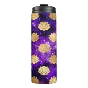 Gold & Purple Galaxy Dharma Mandala Pattern Thermal Tumbler