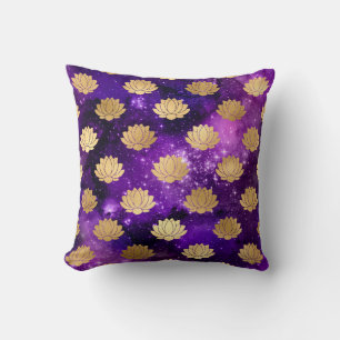 Gold & Purple Galaxy Dharma Mandala Pattern Throw Pillow