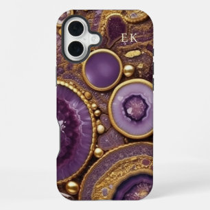 Gold Purple Gemstone iPhone 16 Plus Case