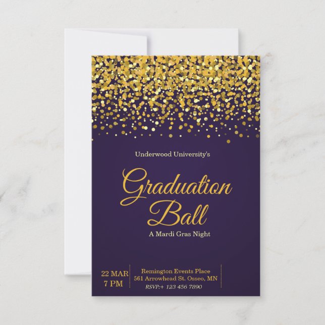 Gold Purple Graduation Invitation Party (Front)
